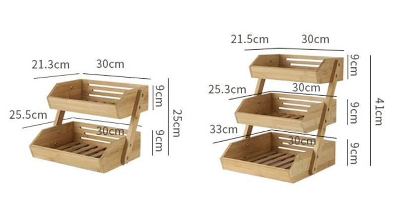 Bamboo Fruit Basket 3 Tier Vegetable Bowl for Kitchen Storage Display Rack