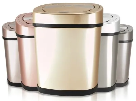Lixeira elétrica de aço inoxidável com sensor de movimento 12L para cozinha sem toque