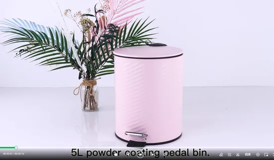 Lixeira de metal com revestimento em pó de ferro com pedal redondo para banheiro