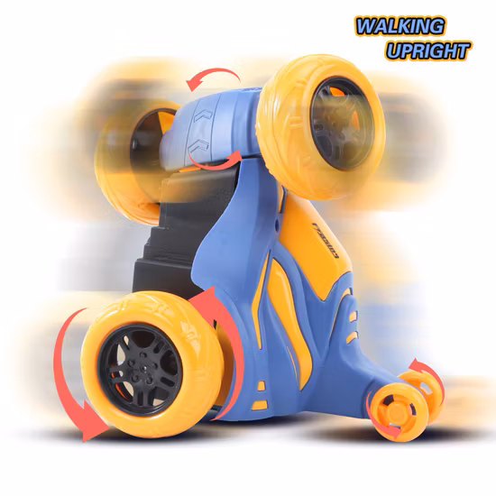 Carro giratório com controle remoto recarregável, carro de brinquedo para meninos, carro de controle de rádio musical, veículo com rotação de 360 ​​graus, luz piscante legal, carro acrobático RC para crianças